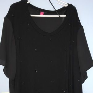 Black Rhinestone Embellished Top